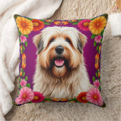 愛らしい花のふわふわした犬 クッション (ブランケット)