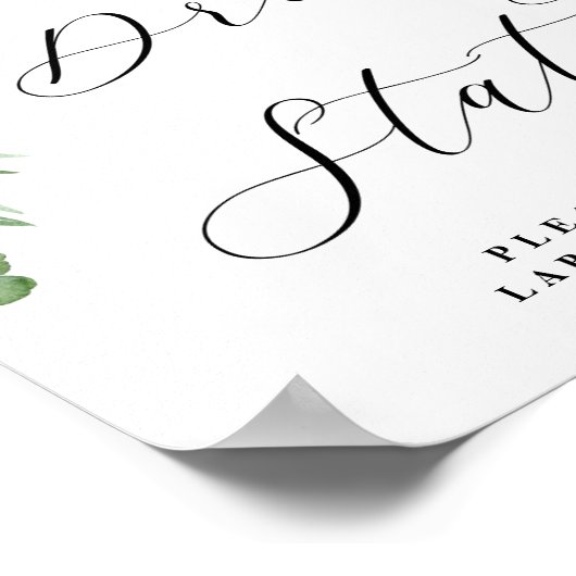 愛らしい花のドリンクステーション シックなウェディングサイン ポスター (角)