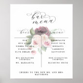 愛らしい花のバー メニュー ワイン ビール カクテル リスト サイン (正面)