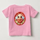 愛らしい花の咲いたマンガ飾ービー ベビーTシャツ (裏面)