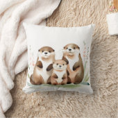 愛らしい花の生まれたカワウソ クッション (ブランケット)