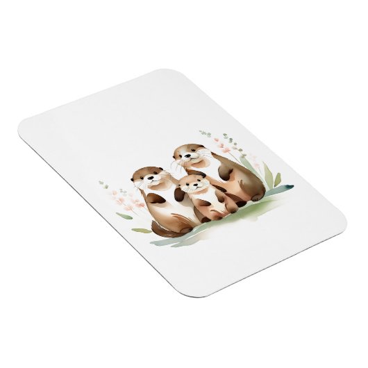 愛らしい花の生まれたカワウソ マグネット (右側)