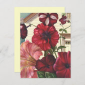 愛らしい花咲く庭のガーデンパーティー招待状 招待状 (正面/裏面)