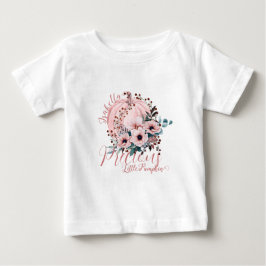 愛らしい花柄カボチャ 秋生まれの女の子 白 ベビーTシャツ