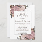 愛らしい花柄、グリッターのウェディングシャワー 招待状 (正面)