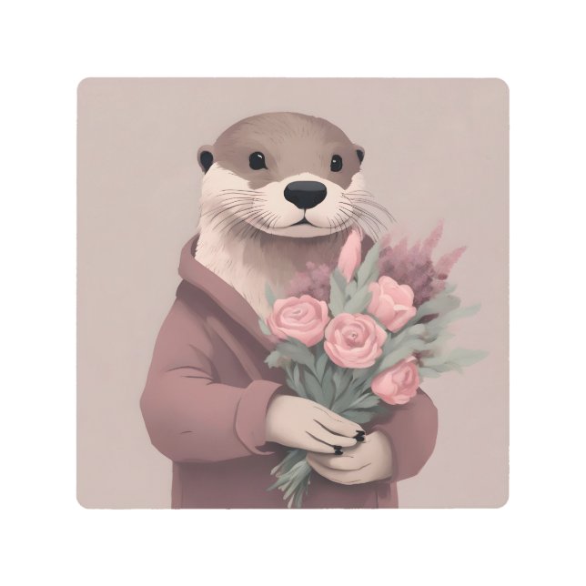 愛らしい花柄 メタルプリント (正面)