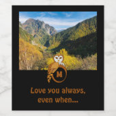 愛らしい英国フクロウの入れ子モノグラム卵写真 ワインラベル (シングルラベル)