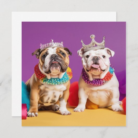 愛らしい英語のブルドッグのグリーティングカード シーズンカード (正面/裏面)