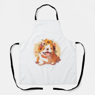 愛らしい英語クラシックのブルドッグTシャツ(1) エプロン