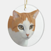 愛らしい茶トラの猫アート セラミックオーナメント (左)