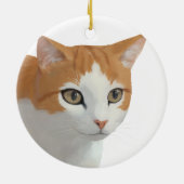 愛らしい茶トラの猫アート セラミックオーナメント (裏面)
