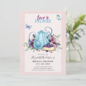 愛らしい茶ポットブライダルシャワーランチ招待状 招待状 (スタンド正面)