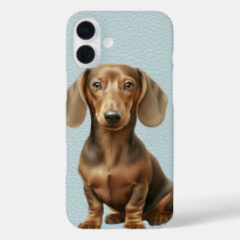 愛らしい茶色のダックシュント子犬 iPhone 16 PLUSケース