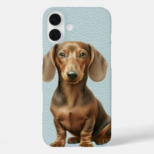 愛らしい茶色のダックシュント子犬 iPhone 16 PLUSケース