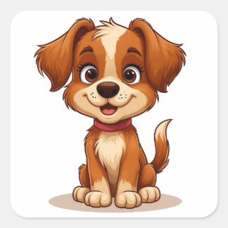 愛らしい茶色の子犬 - 犬好きさんへ スクエアシール