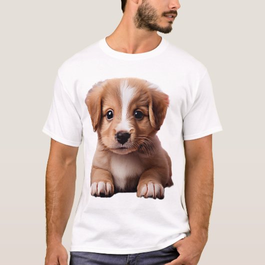 愛らしい茶色の子犬 Tシャツ (正面)