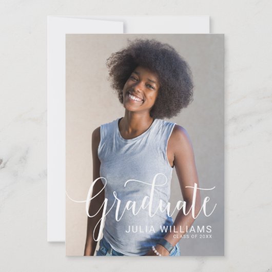 愛らしい草書き写真の卒業パーティーの発表 招待状 (正面)