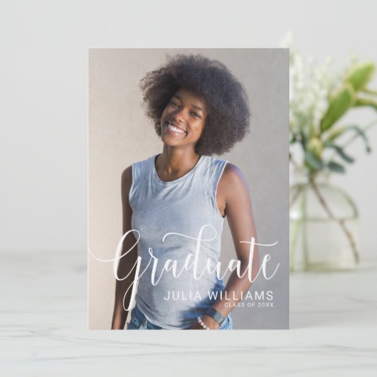 愛らしい草書き写真の卒業パーティーの発表 招待状 (スタンド正面)