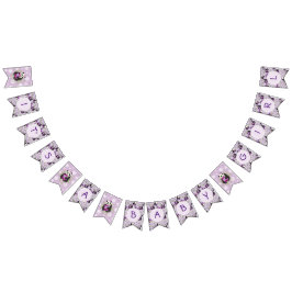 愛らしい薄紫パンダベアーベイビーシャワー バンティングフラッグ