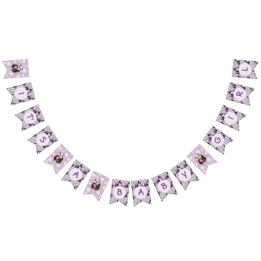 愛らしい薄紫パンダベアーベイビーシャワー バンティングフラッグ (全)