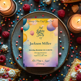 愛らしい虎と喜びの気球誕生日 招待状