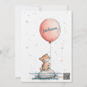 愛らしい虎と喜びの気球誕生日 招待状 (裏面)