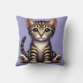 愛らしい虎猫の子猫と青い目 クッション (裏面)