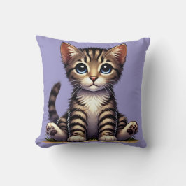 愛らしい虎猫の子猫と青い目 クッション