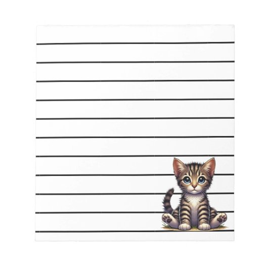 愛らしい虎猫の子猫と青い目 ノートパッド (正面)