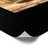 愛らしい虎猫の子猫3匹と花 ポスター (角)