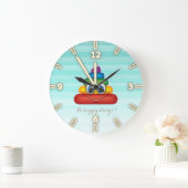 愛らしい虹のウンチEmoji -常に幸せがあって下さい ラージ壁時計 (ホーム)