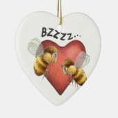 愛らしい蜂およびハートの形 セラミックオーナメント (右)
