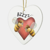 愛らしい蜂およびハートの形 セラミックオーナメント (左)
