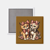 愛らしい蝶々を結んだ子猫 マグネット (正面/裏面)
