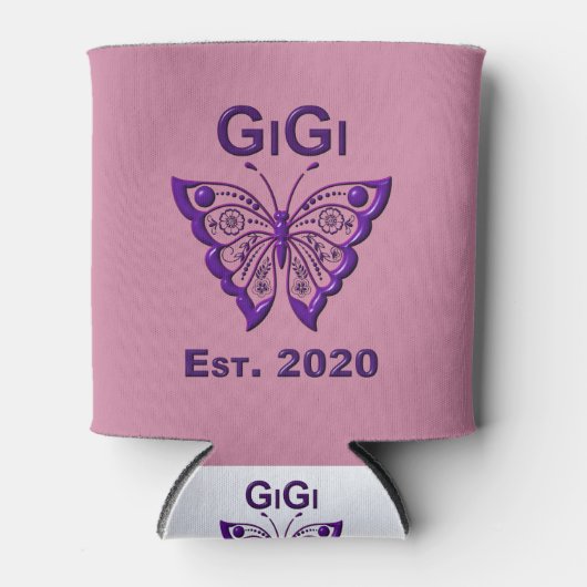 愛らしい蝶のギジ “2020年設立” 缶クーラー (正面)