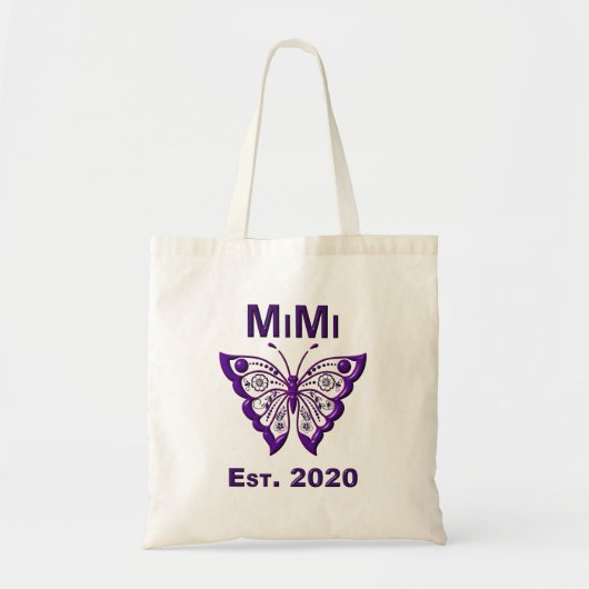 愛らしい蝶のミミ “Est 2020” トートバッグ (正面)