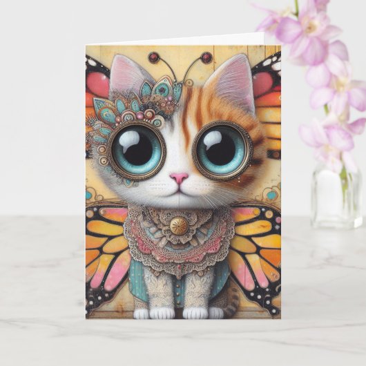 愛らしい蝶キャットフェアリーすべての行事 カード (蘭)