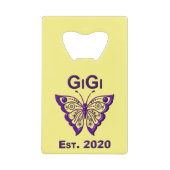 愛らしい蝶ギギ"Est 2020" クレジットカード栓抜き (正面)