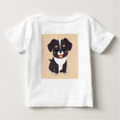 愛らしい表情をした可愛らしい漫画の子犬 ベビーTシャツ (裏面)