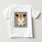 愛らしい表情をした可愛らしい漫画の子犬 ベビーTシャツ (裏面)