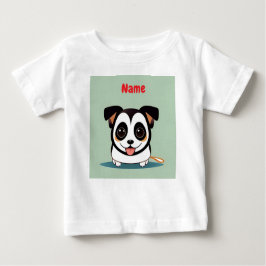 愛らしい表情をした可愛らしい漫画の子犬 ベビーTシャツ
