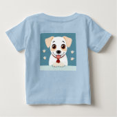 愛らしい表情をした可愛らしい漫画の子犬 ベビーTシャツ (裏面)