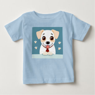 愛らしい表情をした可愛らしい漫画の子犬 ベビーTシャツ