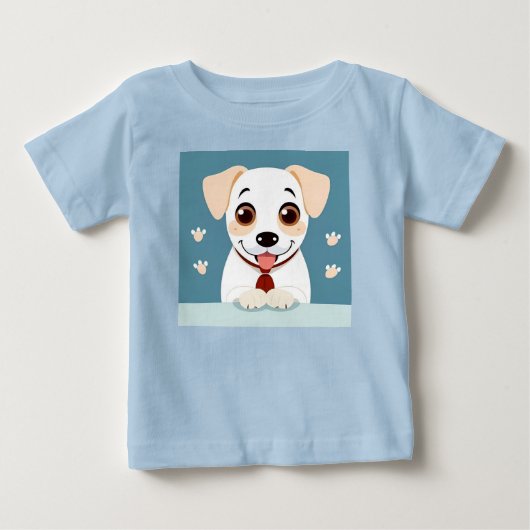 愛らしい表情をした可愛らしい漫画の子犬 ベビーTシャツ (正面)