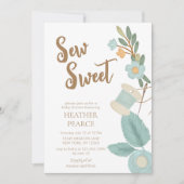 愛らしい裁縫刺繍フラワーボーイ赤ちゃんシャワー 招待状 (正面)