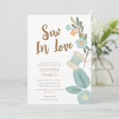 愛らしい裁縫刺繍花ブライダルシャワー 招待状 (スタンド正面)