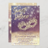 愛らしい装魅力的置の紫グラデーション色 招待状 (正面/裏面)