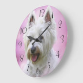 愛らしい西ハイランドホワイトテリア ラージ壁時計 (傾斜)