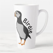 愛らしい角のパフィン立った漫画 カフェラテマグ (右)