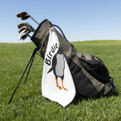 愛らしい角のパフィン立った漫画 ゴルフタオル (グリーン)